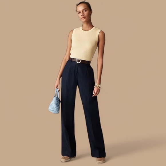 NWT J. Crew Women´s Wide Leg Essential Linen Pant...